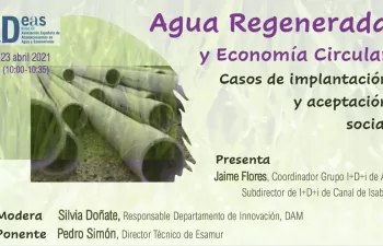 Agua regenerada y economía circular, a debate el 23 de abril en una nueva sesión online de AEAS